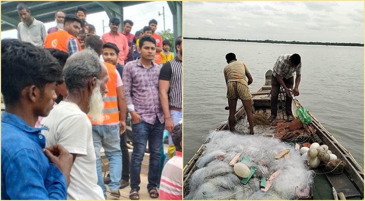 বরগুনায় ৯টি বেহুন্দি জাল জব্দ, বাবা-ছেলের কারাদণ্ড